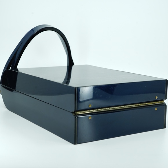 1950s WILARDY Vintage Navy Lucite Bar Clasp Purse - Picture 12 of 16
